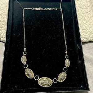 Silver and bronze rhinestone necklace
